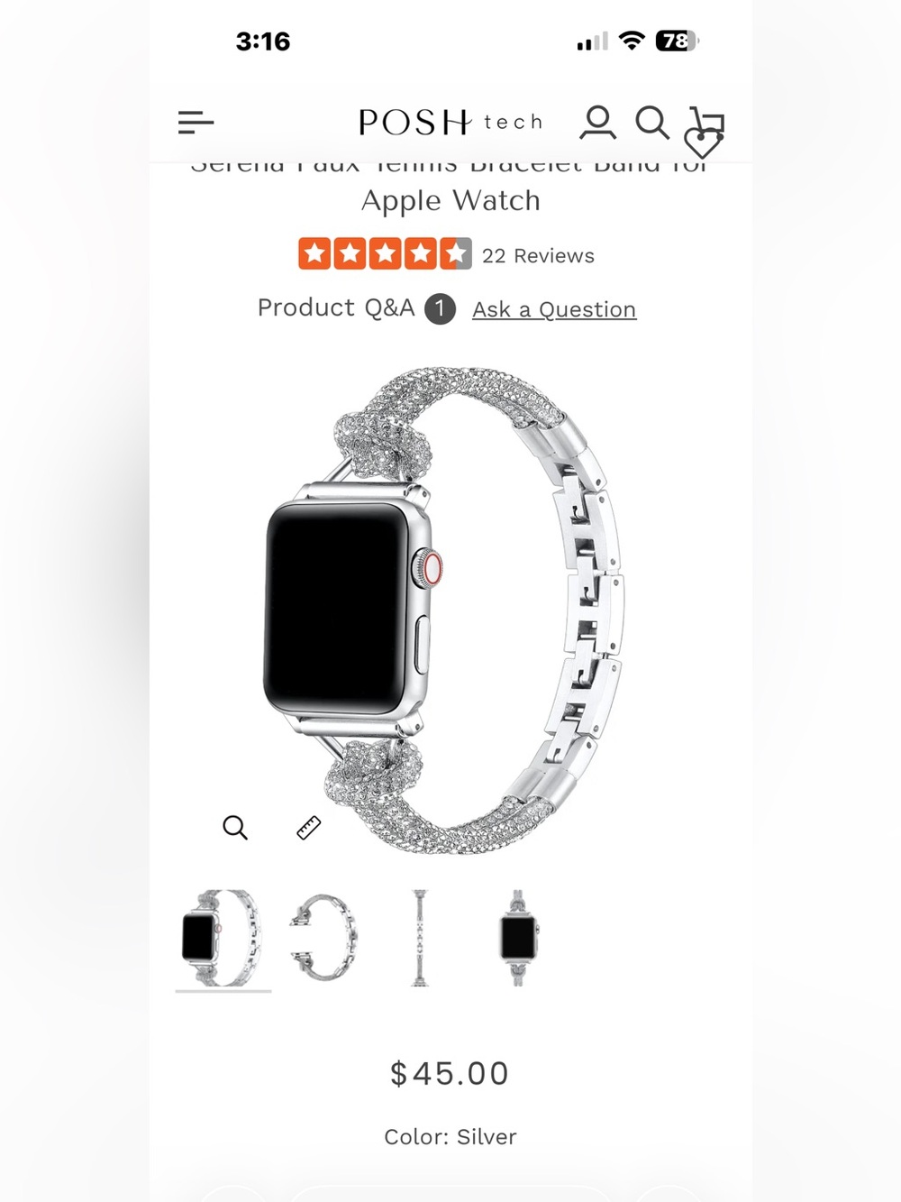 serena faux tennis bracelet Apple Watch band